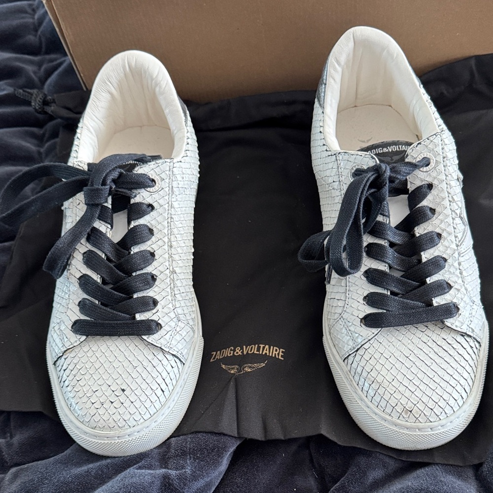 Zadig & Voltaire Textured White Sneakers with Black Accents